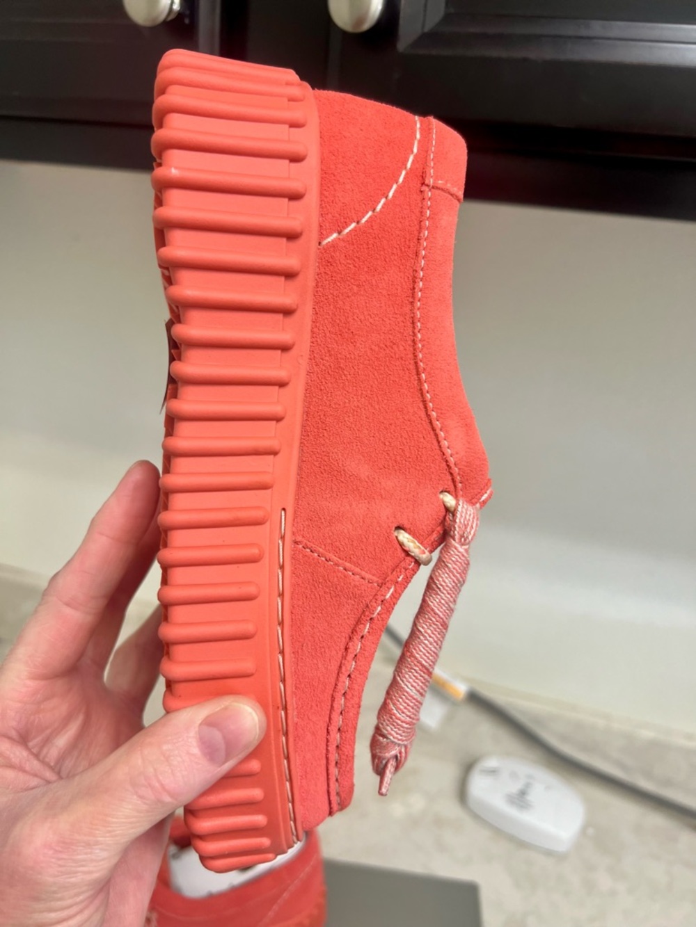 Clarks Suede Torhil Bee Comfort Platform Moccasin Toe Loafers (Coral) - Picture 13 of 16
